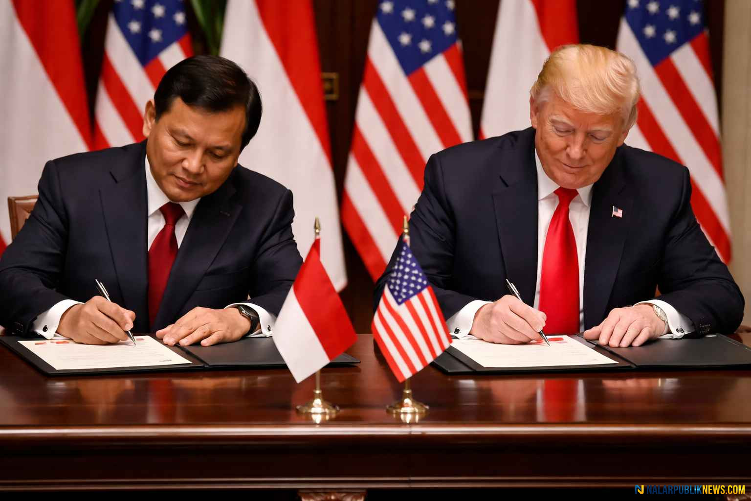 Ilustrasi penandatanganan perjanjian dagang ART antara Indonesia dan Amerika Serikat