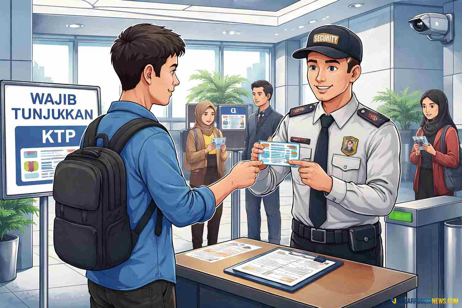 Pengunjung diminta KTP masuk gedung saat proses verifikasi keamanan di resepsionis
