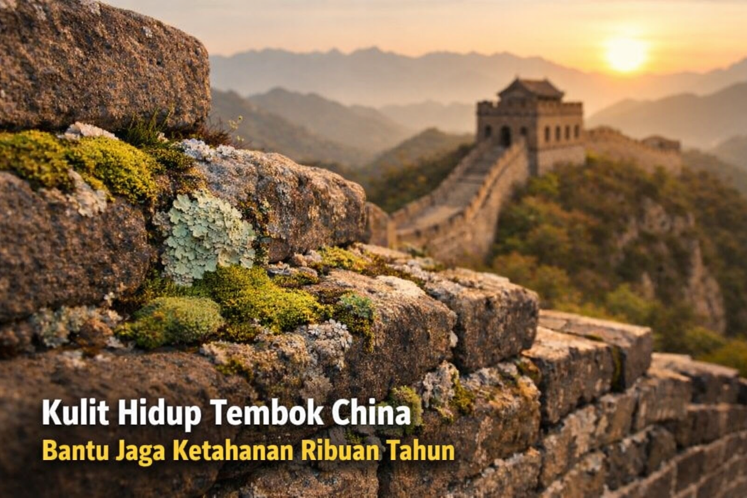kulit hidup tembok china berupa lumut dan lichen yang melindungi batu dari erosi