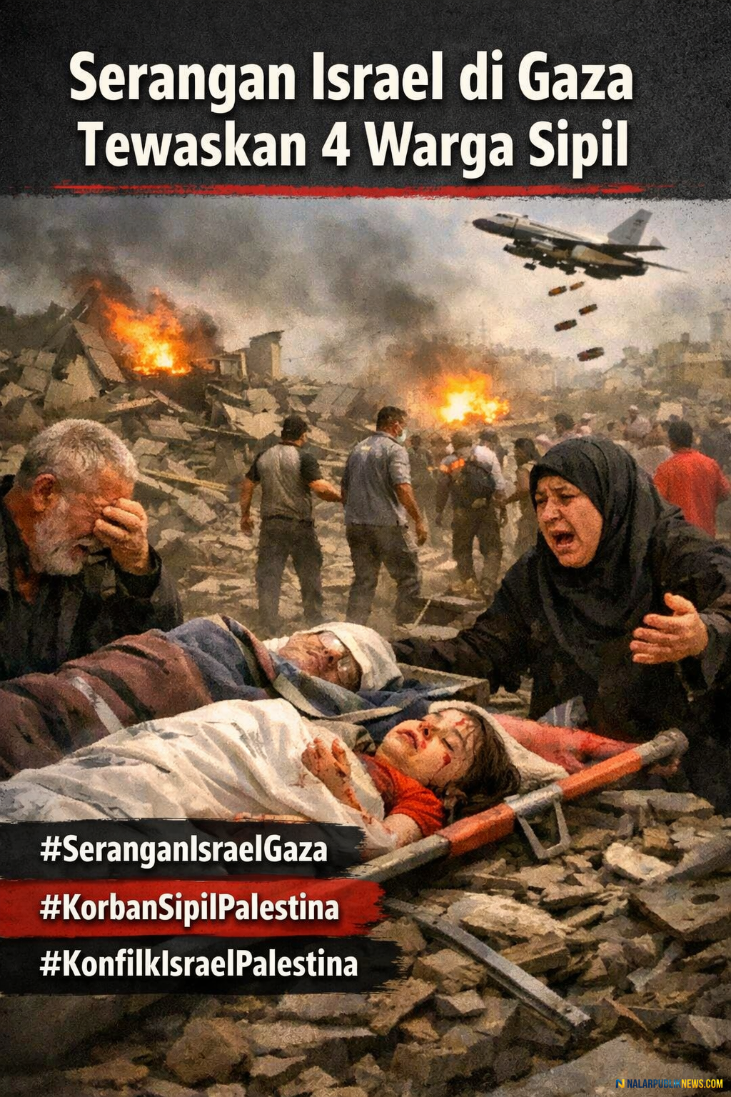 Serangan Israel di Gaza tewaskan 4 warga sipil di tengah reruntuhan bangunan.