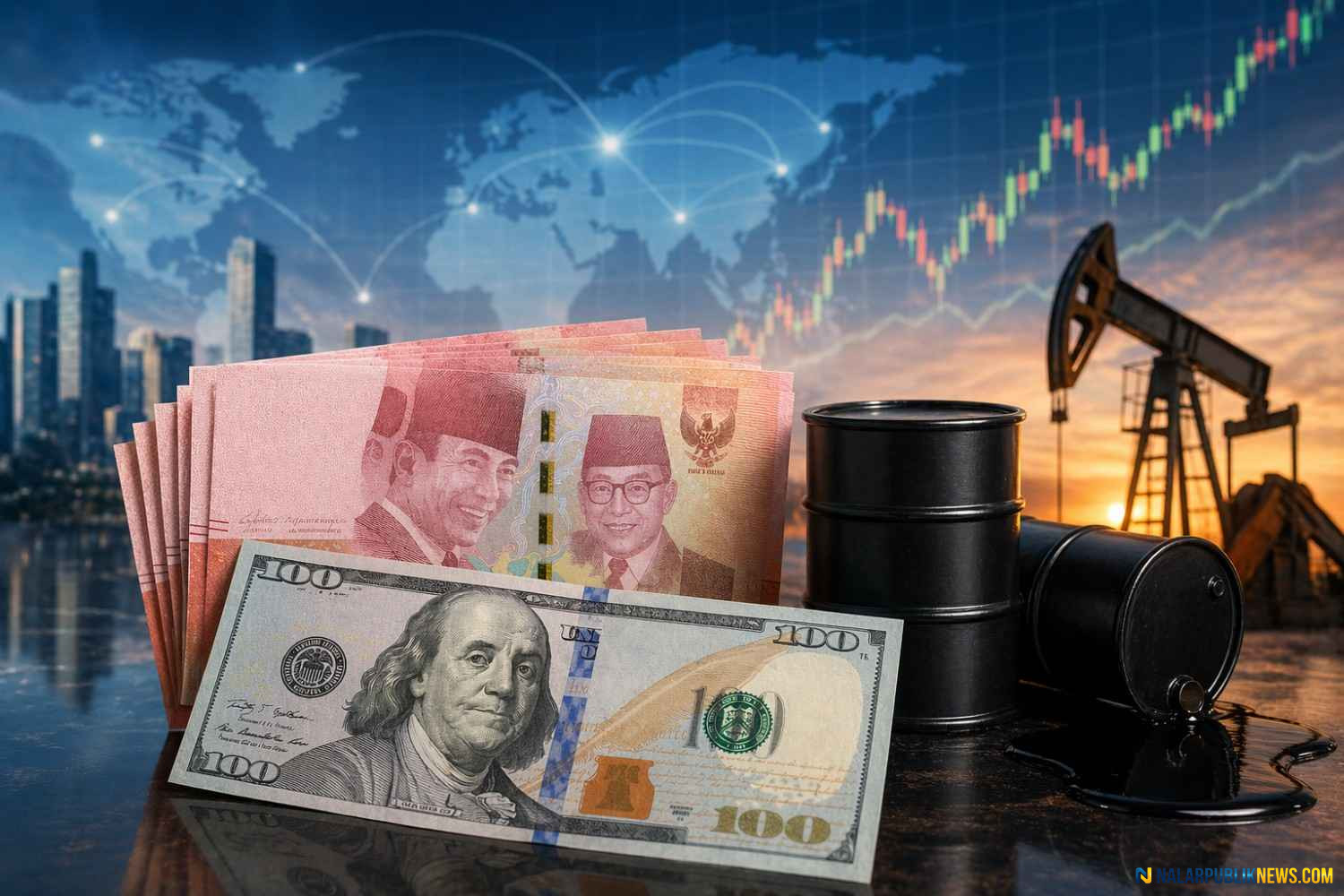 rupiah melemah terhadap dolar AS akibat kenaikan harga minyak dunia dan tekanan ekonomi global