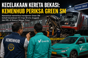 kecelakaan kereta Bekasi di Stasiun Bekasi Timur melibatkan KA Argo Bromo Anggrek, KRL, dan taksi Green SM.