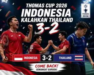 Indonesia berhasil bangkit dari kekalahan di awal pertandingan untuk mengalahkan Thailand dengan skor 3-2.