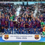 Barcelona juara Liga Champions Wanita 2025/2026 usai mengalahkan Lyon 4-0 di final UEFA Women’s Champions League
