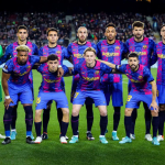 Barcelona juara Liga Spanyol para pemain Barcelona merayakan kemenangan
